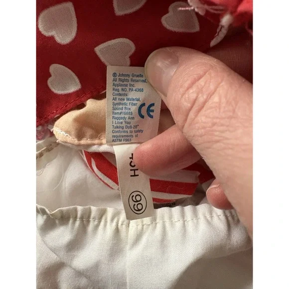 Vtg Raggedy Ann 20" Doll I Love You - Picture 7 of 7